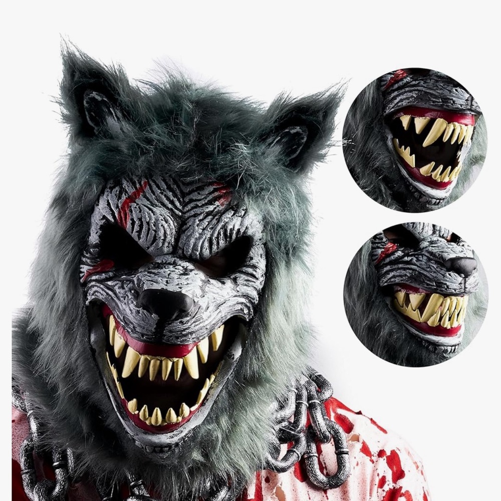Gray Werewolf Mask with Chains